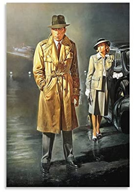 Leinwandbild, Casablanca, Film, Poster, Leinwand, Wandkunst, Bilder, für Schlafzimmer, Geschenke, Dekoration, Senza Cornice (60 x 90 cm, ohne Rahmen)