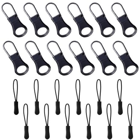 BACSHBY 24 pezzi Cursore Cerniera Ricambio,Cerniera Sostituzione in Metallo,Tiretti per Cerniere,Chiusura Lampo Sostitutiva con Cursore, Zip per Valigia, Stivali, Zaino, Giacca