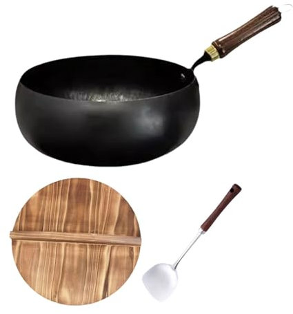 MagiDeal Wok Pan sauteuse poêle cuit wok bouillir à induction cuiseuse non cachée, 24cm