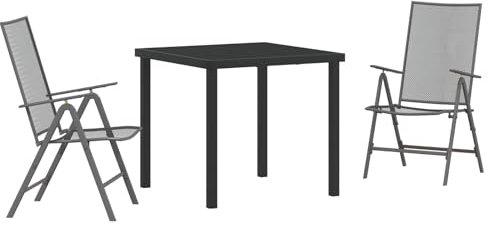 vidaXL Stapel-Gartenstuhl Set von 2 Anthrazit Stahl mit Verstellbarer Rückenlehne für Innen- und Außenbereich leicht zu reinigen langlebiges Netzdesign Stuhl Esszimmer Metall Patio Möbel