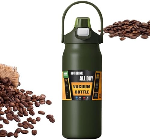 Botella de agua deportiva para gimnasio con popote y asa, botella aislada de acero inoxidable de 1500 ml para viajes, fitness al aire libre, correr, senderismo, hidratación atlética, diseño a prueba