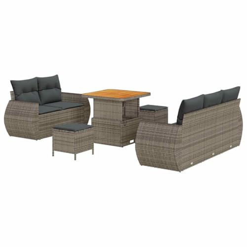 vidaXL Gartensofa-Set 8 STK. 5-Sitzanzahl Grau Poly-Rattan