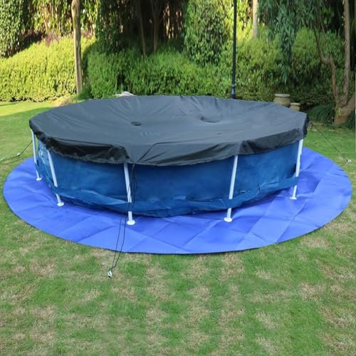 Tapis de sol rond pour piscine hors sol - Bleu - Imperméable - Coussin de protection anti-crevaison (4,5 m)