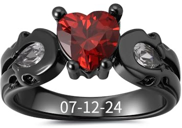 BomdoG Paar Ringe Personalisiert Pärchen Ringe für 2 mit Gravur Edelstahl Herren Ring Wolfram Schwarz Rot Valentinstag Schmuck für Sie und Ihn Hochzeitstag Geschenke für Paare,Größe 49-69