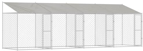 vidaXL Dog Cage Silver 800 x 200 x 256 cm Galvanised Steel, Garden and Terrace, Durable Pet Enclosure, Weatherproof Dog Kennel, Large Animal Shelter, Secure Outdoor Housing