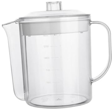 ROMISBABA Fettabscheider Messbecher mit Siebfilter Küchen Ölabscheider für Suppenreste Mikrowellengeeignet Bpa Frei Weiß