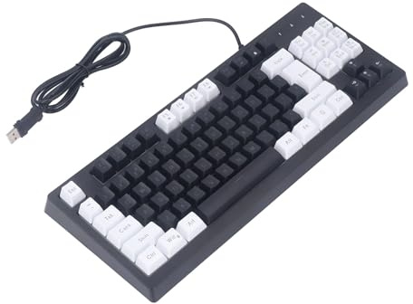 AKLOSIPY 87 Tastenmechanische Tastatur mit RGB -Hintergrundbeleuchtung, Kompakte Kabelspieltastatur für und Weißes Design (weiß schwarz)