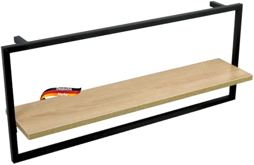 DELUKE Wandregal Schwarz SYIOP - MDF, Metallrahmen | Bücherregal Schwebendes Regal Hängeregale für Wohnzimmer | Long