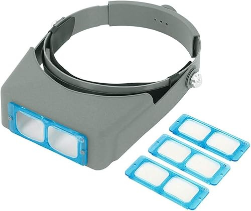 Optivisor Jewelers Magnifying Glasses - 1.5X, 2X, 2.5X, 3.5X Optical Headset Magnifying Visor for Reading, Jeweler Loupe with 4 Lens Close Work Magnifier Headset for Electronics