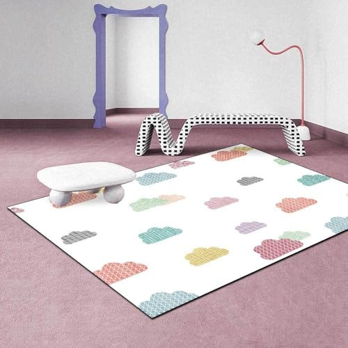 Chanxiang666 Teppich Kurzflor, 140x200cm Cartoon-Wolken in Farbe Teppiche Holzboden Dekoration Sofa Tisch Stuh,