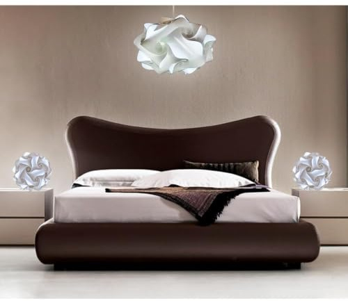 Lampadesign Modernes Beleuchtungsset Schlafzimmer Moderner Kronleuchter UFO 50 x 35 cm + 2 Nachttischlampen MINIPUFFO Weiße Farbe - 3 Schichten von hochwertigen Materialien - Geliefert montiert