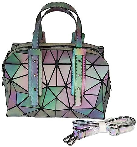 LIUNIAN Frauen leuchtende Handtasche Boston-Tasche Nachtglühen Geometrische Dreieck faltbare große Kapazität Umhängetasche Matte bunte Mode Umhängetasche für Frauen