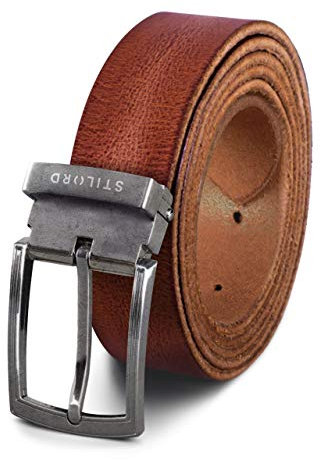 STILORD Vintage Echtleder Gürtel Herren Damen Retro Kürzbar Universal Ledergürtel Büffelleder, Farbe:toskana - braun | Schnalle antik - silbern I, Größe:Universal 80-130 cm