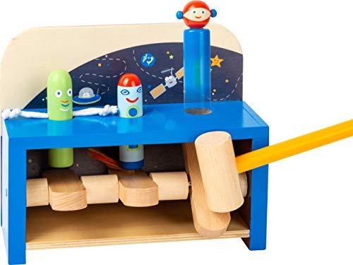 small foot Klopfbank Space aus Holz, Hammerspiel mit Weltraumfiguren für kleine Weltraumpioniere, ab 3 Jahren, 11506, Mehrfarbig