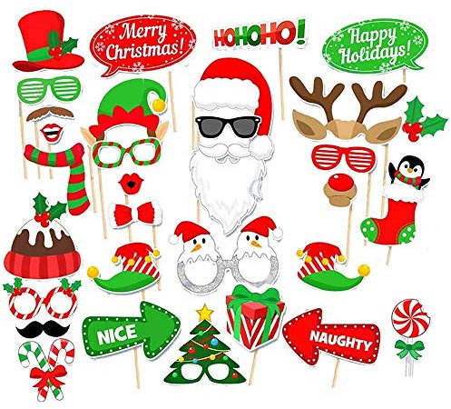 Weihnachten Fotorequisiten,Photo Booth Requisiten,Foto Accessoires Weihnachten 32 GRAF, Weihnachten Winter Urlaub Party Lieferung Neues Jahr Party Dekorationen