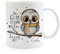 Tasse Becher Spruch Die Welt ist schön weil du drauf bist & Eule auf Ast Zweig Motiv Wunschname Kaffeebecher Geschenk ts1076 - ausgewählte Farbe: *weiß*