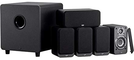 Monoprice HT-35 Premium 5.1-Channel Home Theater System - Charcoal, with Powered Subwoofer, Low Profile Speaker Grilles, Secure Mounting Option, Black (139357)