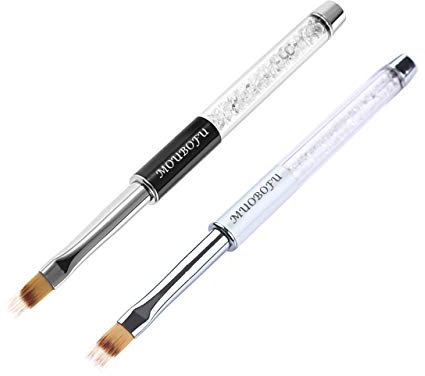 MUOBOFU 2pcs Ombre Pinsel Babyboomer Professionelle Nail Art Malerei Zeichenstiftbürste für Acrylpulver UV Gel Polnägel Design mit Strassgriff