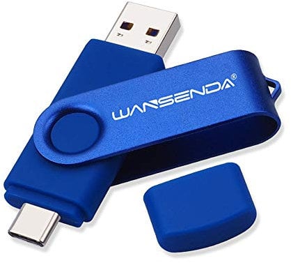 WANSENDA USB C Stick 128GB, USB-Stick Typ C Speicherstick OTG USB 3.0 Dual Flash Drive 2-in-1 Memory Stick für Tablet, PC, MacBook, Typ C Android Handy (128G, Marineblau)