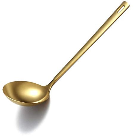 Goldkelle, Berglander Edelstahl Küchenkelle mit Titainium Vergoldung, Suppenkelle, Kochkelle, Metall Suppenlöffel zum Kochen, spülmaschinenfest, leicht zu reinigen
