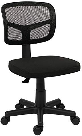 Adjustable Computer Office Chair, Armless Mesh Desk Chair with Rolling Wheels and Ergonomic Back Support for Home Office Kids Adults, Black