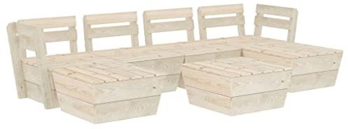 vidaXL Fichtenholz Impregniert Garten Palettensofa 7-TLG. Palettenmöbel Sofa Garnitur Lounge Sitzgruppe Gartenset Gartensofa Gartenmöbel