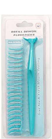 Zahnseide Griff + extra Zahnseideköpfe, Zahnstocher Zahnreinigung grün
