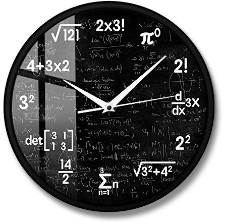 Ecuaciones y notaciones matemáticas Pizarra de matemáticas Reloj de Pared Friki Regalos educativos para niños Maestros Decoración de Aula de Escuela (Marco de Metal)