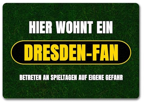 speecheese Hier wohnt EIN Dresden-Fan Fußmatte in 35x50 cm ohne Rand mit Rasenmotiv Sportfan Dresden Sport Deutschland Kult