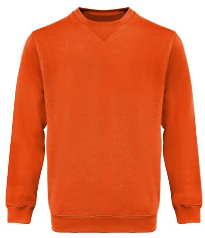 WORK IDEA Herren Fleece Sweatshirt Crewneck Arbeitspullover aus Baumwolle Langarm mit Rippbündchen an Kragen Ärmeln und Saum Maschinenwaschbar