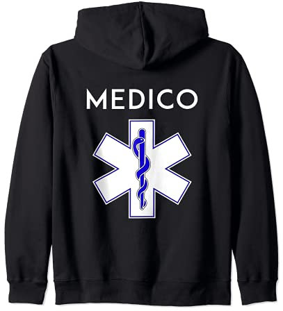Missione Salute Felpa con Cappuccio per Personale Sanitario, Unisex - Adulto, Nero, S