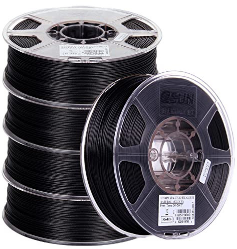 Kohlefasergefülltes Nylon Filament PA-CF 1,75 mm 3D-Drucker Filament, 75% Nylon gekoppelt mit 25% Kohlefaser, 1 kg 2,2 LBS Spule-Schwarz 5kg_1,75 mm