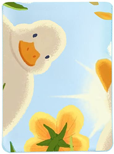 MAYCARI Cute Duck Painting Laptop Sleeve Bag 12-13 inch, Slim Light Weight Fuax Leather Protective Computer Cover Compatible with iPad 12.9 MacBook Pro 13(2016-2020) MacBook Air 13(2018-2020)