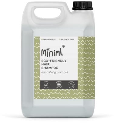 Miniml Natural Eco Hair Shampoo – 5L Refill Nourishing Coconut Men and Womens Sensitive Scalp & Skin Cruelty Free Vegan Friendly Shampoo - For Greasy, Curly, Dry and Dandruff Hair