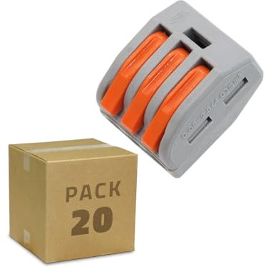 LEDKIA LIGHTING 20 Pack Schnellverbinder PCT-213 mit 3 Eingängen für Elektrokabel von 0,08–4 mm² Grau