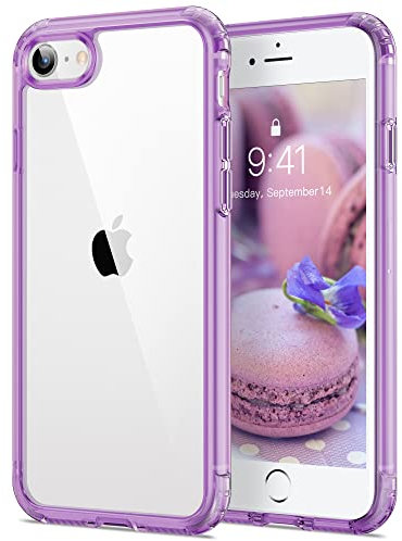 HOOMIL Clear Case for iPhone SE 3rd Gen/2nd Gen/2022/2020/8/7 (4.7-Inch), Anti-Yellowing, Anti-Scratch, Shockproof Protective Phone Cover - Clear Purple