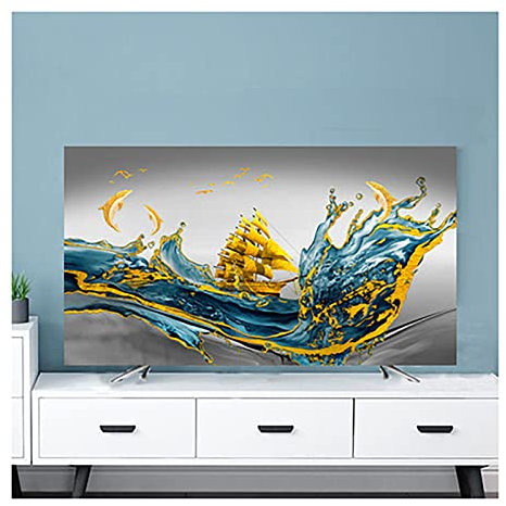 Uvency Hanging Desktop Curved Screen Universal Tv Cover Dust Cover Cloth Indoor Cover Type Tv Screen Protector Bedroom Living Room Decoration Television/A438/85In