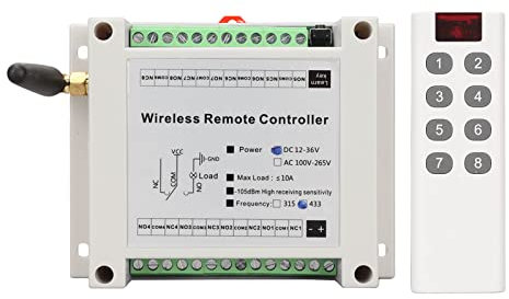 DC 12V-36V 8 Kanal Relais, mit Fernbedienung, 8 Wege Relaisschaltmodul,Geringer Stromverbrauch und Kann Überbrückt Oder mit DIP Schaltern Codierter Funkschalter für Die Industrielle und Landwirtschaf