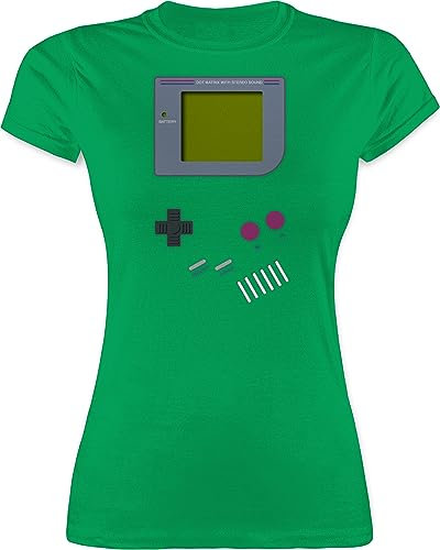 Shirt Damen - Karneval & Fasching - Gameboy | Nerds I 90s I 90iger I Fastnacht I Fasnacht I Fasnet - L - Grün - 90 er Jahre Sachen Faschings Tshirt Karnevals 90's t-Shirt Retro Outfit