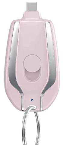 WAITLOVER Chargeur de porte-clés portable, chargeur porte-clés 1500 mAh, chargeur de téléphone portable de type C, mini chargeur de batterie d'urgence, porte-clés pour téléphone portable, clé