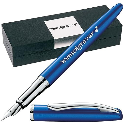 Pelikan Füllhalter Jazz® Noble Elegance mit Gravur als Geschenk | Emojis Gravur möglich | Farbe Saphire Blau | personalisiert mit Wunschgravur Pelikan Füller mit Gravur PS190