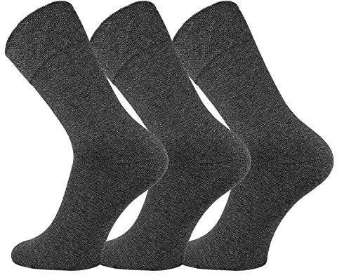 FussFreunde 6 Paar Baumwoll-Socken mit breitem Komfort Piqué-Bund und ANTI-LOCH-GARANTIE (as3, numeric, numeric_47, numeric_50, regular, regular, Anthrazitmelange)