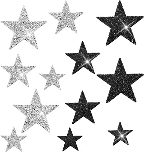12 Stück Aufbügeln Patches, Bügelbild Applikation Stern Patches Aufnähen Patch Flicken zum Aufbügeln Aufnäher zum Aufbügeln Bügelbilder Bügelflicken Aufnäher Stern Aufnäher Sterne(4/6/8cm)