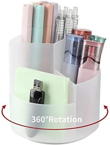 Porte-crayons de bureau, 3 emplacements rotatifs à 360 degrés, organiseurs de bureau, organiseurs de rangement pour stylos, fournitures de papeterie, joli pot à crayons pour bureau, école, fournitures