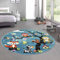 CARPETIA Teppich mit zahlreichen Tiermotiven | in der Farbe blau | Kinderfreundlich, 120 cm rund