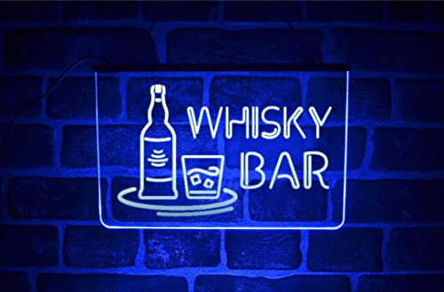 Whisky Bar Neon LED Light Up Sign | Multicolour Home Whiskey or Bourbon Room | USB Display