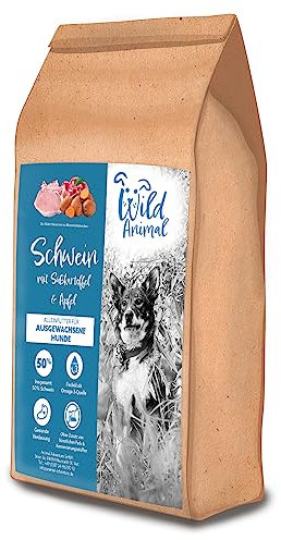Wild Animal - Premium Hundefutter - Schweinefleisch mit Süßkartoffel & Apfel, Trockenfutter, getreidefrei, 1er Pack (1 x 12kg)