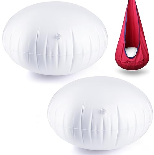 GCTWFYK 2 PCS Pod Chair Replacement for Kids,Swing Hammock Pod Replacement Cushions, 27.5 Inch Swing Hammock Pod Chair Thickened, PVS Inflatable Cushions (White)