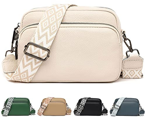 Crossbody Bag Damen, Bauchtasche Stylisch, Umhängetasche/Brusttasche/Handtasche Mit Breitem Gurt, Handy Tasche Leder, Schultertasche Mit Vielen Fächern