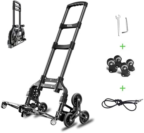 RJTEK Hand Truck [Material upgrading] 180 lbs Stair Climber Folding Grocery Cart Dolly cart Hand Truck Stair Climbing cart Heavy-Duty Lightweight Trolley…